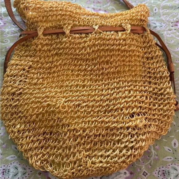 Yellow and Brown Hobo Bag with Spiral Design - Picture 7 of 8